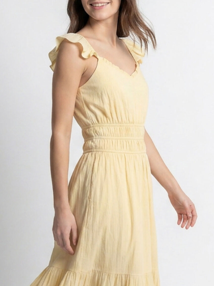 flutter sleeve chiffon maxi dress